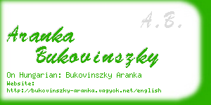 aranka bukovinszky business card